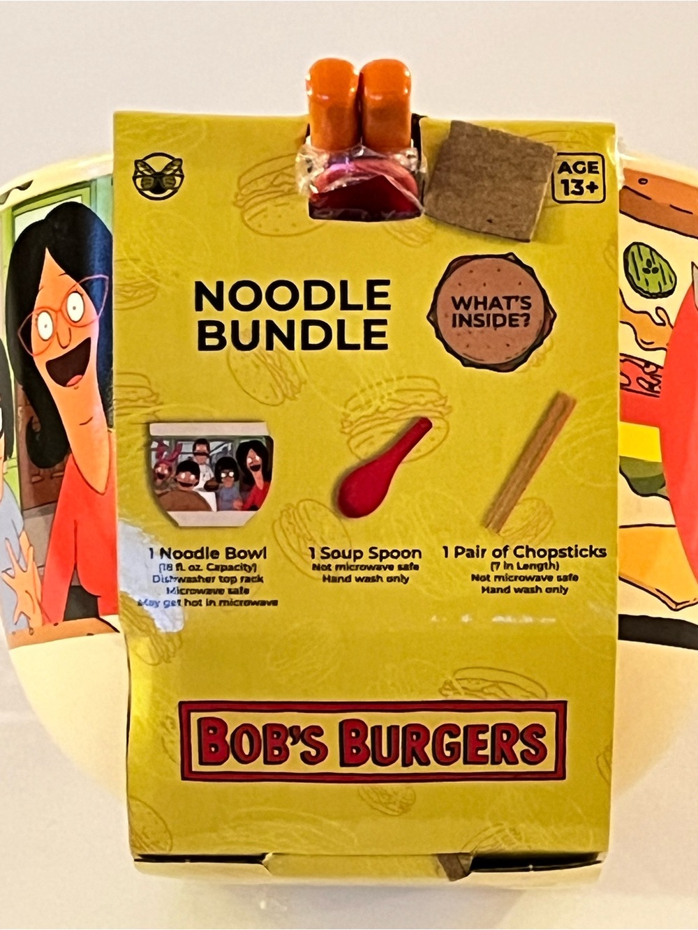 Bob's Burgers Ramen Bowl Set with Chopsticks and Spoon - Picture 4 of 8